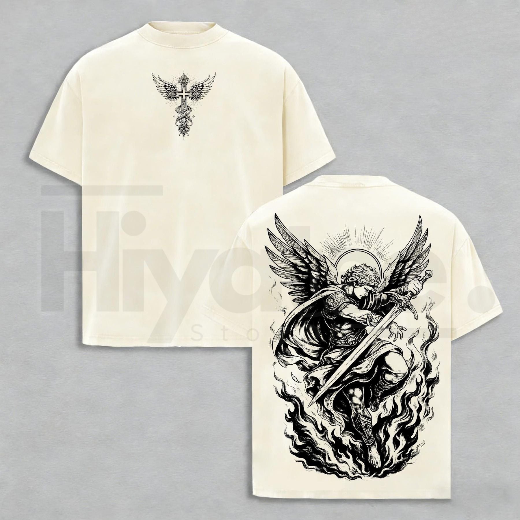Archangel Michael Angel of Fire Tee – Vintage Washed Christian Streetwear